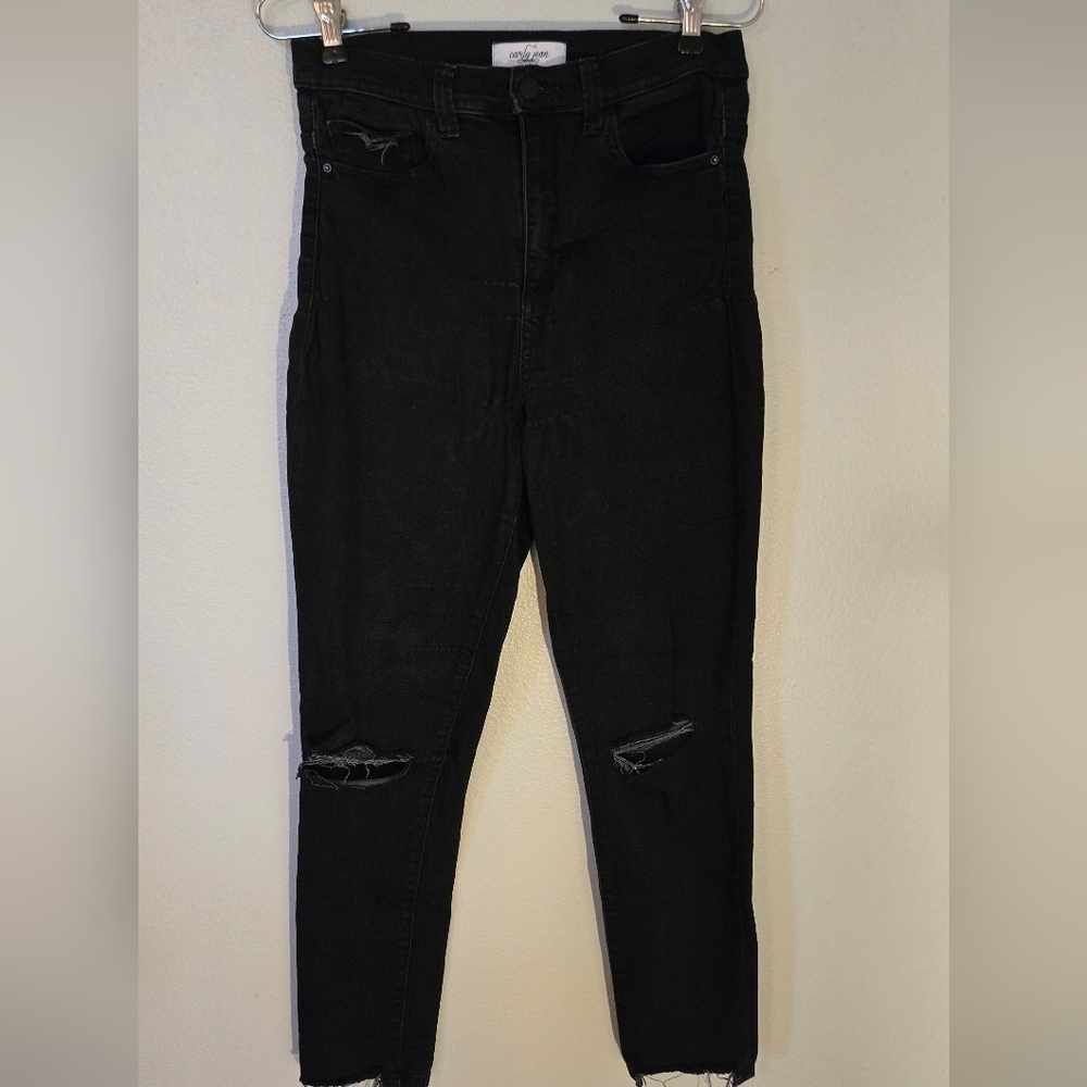 Carly Jean Black Destructed Skinnies Size 9/W29